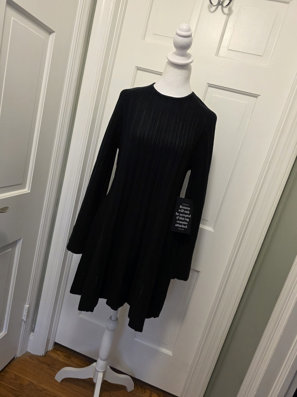 Tuckernuck Pomander Place Black Adi Knit Ribbed Long-Sleeve Mini Dress Sz. Large